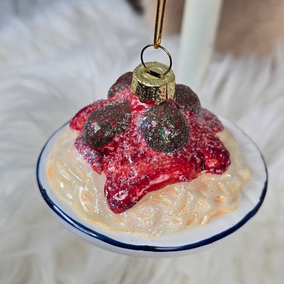 Spaghetti and Meatballs Blown Glass Ornament Foodie - Picture 2 of 5